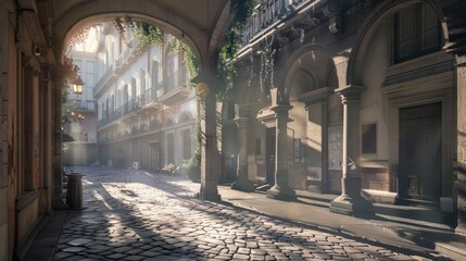 Fototapeta premium Sunlit Pathway Through an Italian Archway