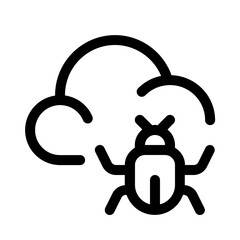 cloud bug malware icon with line style, perfect for user interface projects