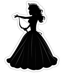 Fototapeta premium Cute Princess Silhouette With Aroow