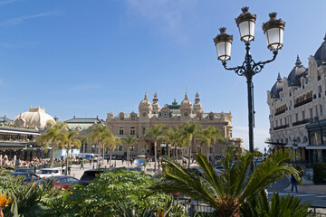 Panoramic view of Grand Casino of Monte Carlo from the Casino Gardens.