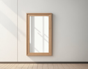 Mock up frame hanging on a white wall with minimal decoration in home interior background 