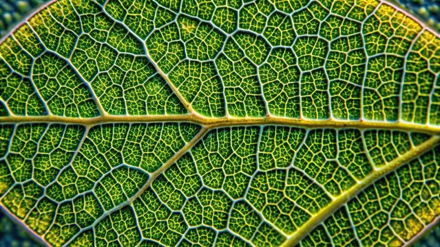 Highly magnified abstract micrograph of leaf base of Bryoandersonia Panoramic
