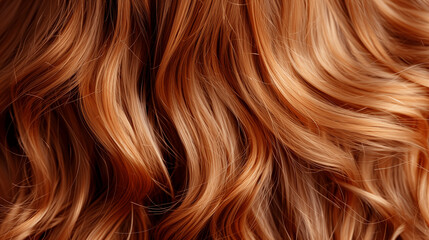 Fototapeta premium Close-up of flowing wavy red hair with vibrant natural highlights