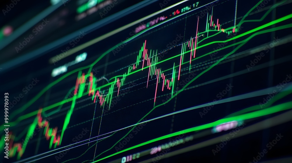 Poster financial charts and graphs displayed on a computer screen