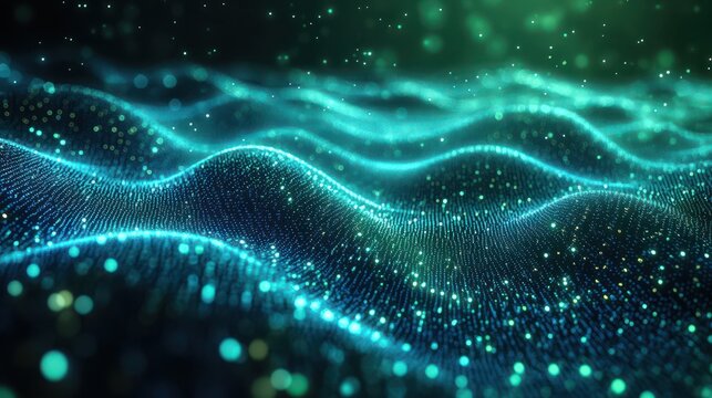Abstract digital pattern of numbers representing binary code with a blue and green