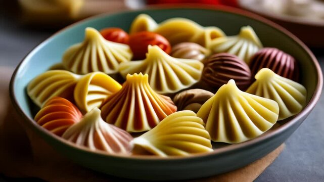  Delicious assortment of pasta shells in a bowl