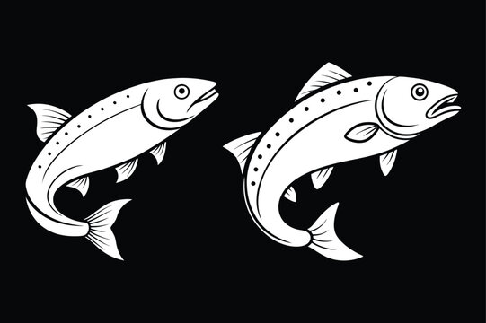 This is black and white rainbow fish vector illustration design
