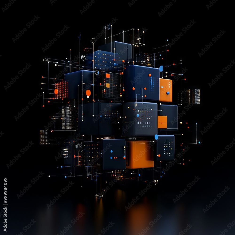 Poster abstract geometric cube network design