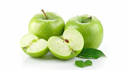 Fresh green Apple fruit over white background
