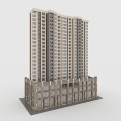 3d Render Tower Apartement skyscraper