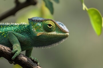 Obraz premium Green chameleon india -generative ai