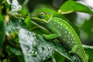Fototapeta premium Green chameleon india -generative ai