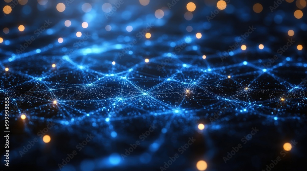 Poster abstract futuristic network of interconnected points and nodes, symbolizing technological advancemen