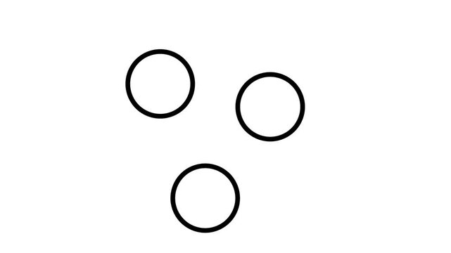 Rotating three circle combination icon. Three overlapping circles animation. line art motion background.