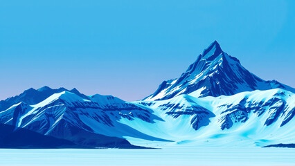 Blue and white snow-covered mountain peaks