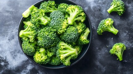 Broccoli isolated on color background. Whole, half, slice, cut broccoli set. Green vegetables close-up. Minimalism aesthetic image. Fresh raw broccoli. Organic food. Vegetrian food. AI generation.