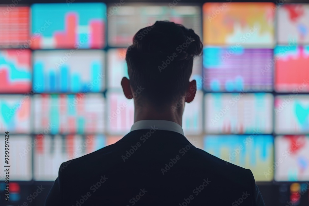 Aufkleber back view of professional with data-driven marketing strategy.
