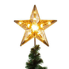 Obraz premium Glowing Golden Star Tree Topper on Transparent Background