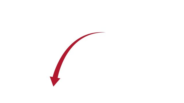 Business down arrow and graph chart animation. Success concept business line arrow, Red arrow down concept animation.