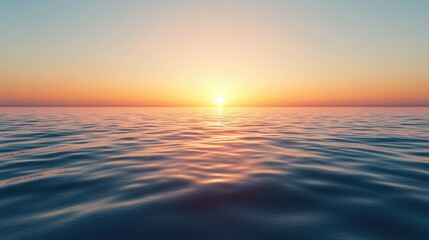 Fototapeta premium A breathtaking sunrise over a calm ocean, with a clear sky providing ample space for adding text.