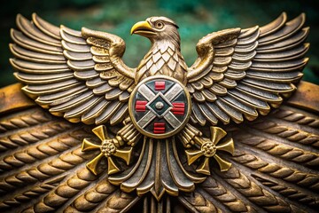 Obraz premium Detailed Wehrmacht Eagle Emblem Symbolizing Military Heritage and Historical Significance in Europe
