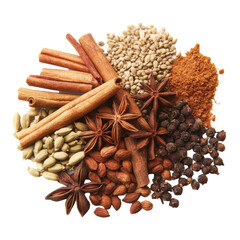 Colorful Assortment of Aromatic Spices on White Background