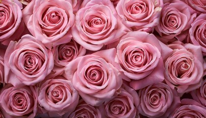 Fototapeta premium huge bouquet of pink roses. background of pink roses. Top view