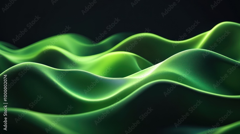 Poster abstract green waves create a dynamic and fluid visual, evoking movement and tranquility.