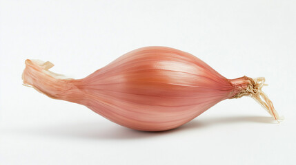 Fresh shallot on white background, healthy vegetable, organic produce, copy space