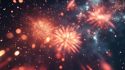 Fototapeta premium A close-up of intricate fireworks with bright colors and patterns, set against a dark sky with open space for text.