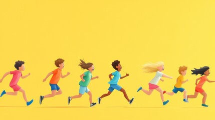 Fototapeta premium Children Racing to the Finish Line in Fun Event