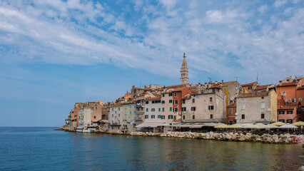 Charming coastal view of Rovinj Croatia showcasing vibrant buildings and serene waters