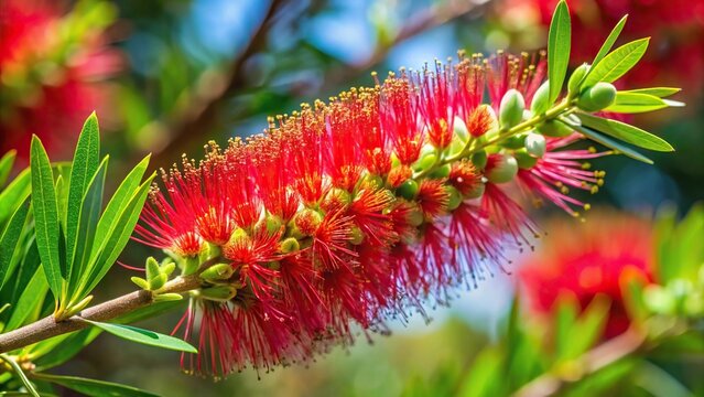 Inflorescence of the Bottlebrush Callistemon viminalis flower cluster