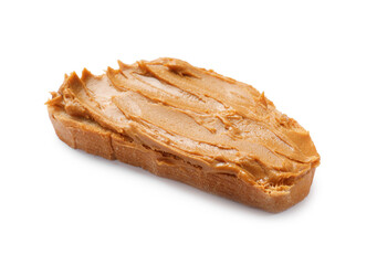 Delicious sandwich with peanut butter isolated white