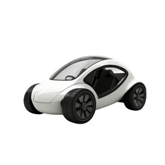 A futuristic white car design with a sleek body and innovative features, perfect for modern transportation concepts., isolated on a transparent background.