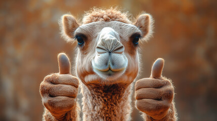 A camel gives a double thumbs up!