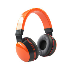 Stylish orange headphones with soft padding, perfect for music lovers seeking comfort and quality sound., isolated on a transparent background.
