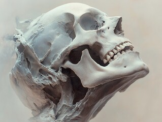 Human Skull in Fog: A Study of Mortality