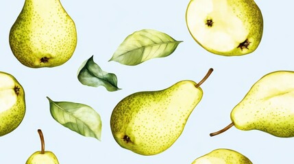 Obraz premium Seamless repetitive pattern background of fresh pear for fabric design