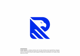 Creative Letter R eagle Logo Design. Awesome Trendy Letter R Bird logo Design Template.