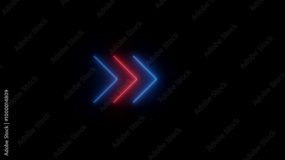 Poster looped neon lines abstract vj background. futuristic arrow loading