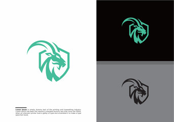 Goat shield Logo Template vector icon illustration design, goat logo icon design vector