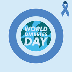 world diabetes day with blue ribbon design vector