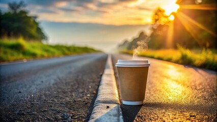 Invigorating coffee on the road in the early morning