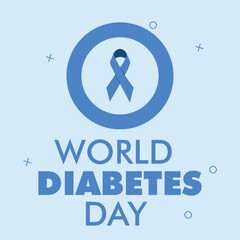 world diabetes day with blue ribbon design vector