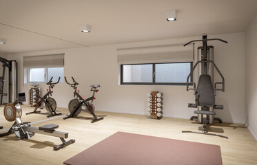 Home gym. Modern Interior. 3D rendering. 