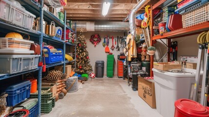 Obraz premium Storage Unit with Christmas Tree