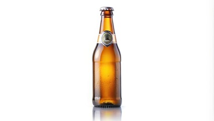 Isolated bottle of original beer on white background