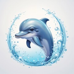 Obraz premium cute dolphin in kawaii style in light background