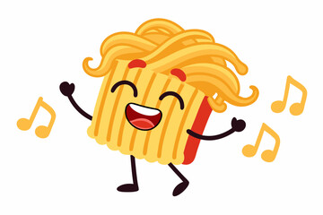 chop stick in pasta bowl vector color 